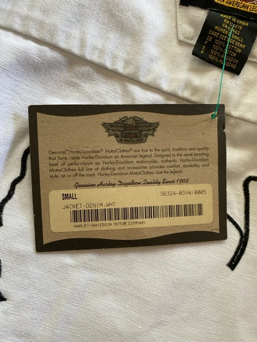 Harley-Davidson White Denim Women's Zip Jacket - Picture 6 of 7